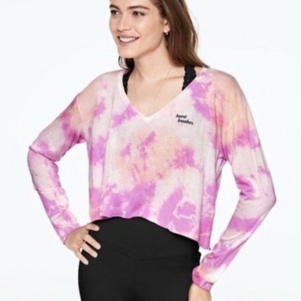 PINK By Victoria Secret‎ Tie Dye V Neck Crop Shirt S